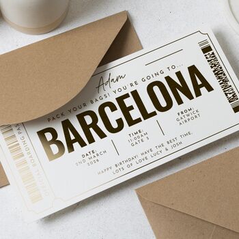 Personalised Gold Foil Barcelona Voucher, 5 of 9