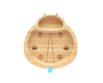 Bamboo Suction Plate Ladybird Blue, 4 of 4