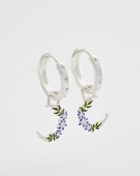 Silver Nightshade Moon Huggie Earrings, 3 of 8