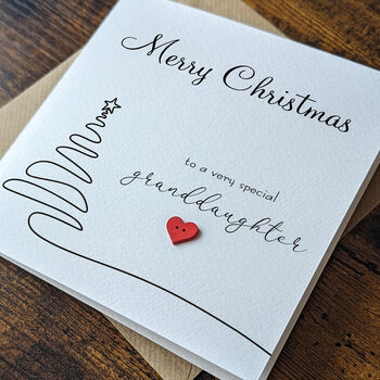 Granddaughter Christmas Card, 3D Wooden Heart, 4 of 4