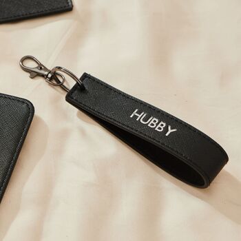 Personalised Hubby Wedding Black Keyring, 4 of 5