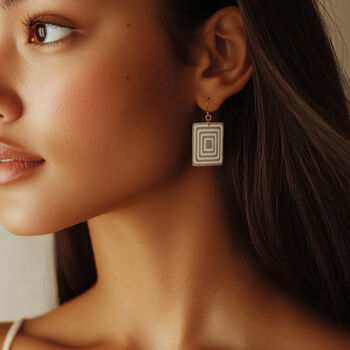 Taupe And Cream Geometric Earrings, 2 of 5