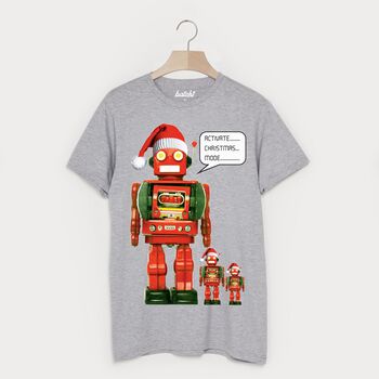 Activate Christmas Mode Men's Christmas Robot T Shirt, 2 of 2