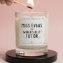 Tutor Gift World's Best Tutor Personalised Candle, thumbnail 1 of 6