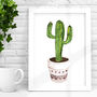 Watercolour Cactus Print Tryptic Set Green Brown, thumbnail 2 of 4