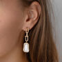 Anchor Chain And Rectangle Pearl Drop Earrings, thumbnail 2 of 3