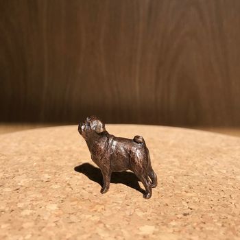 Miniature Bronze Pug Sculpture 8th Anniversary Gift By ginger rose