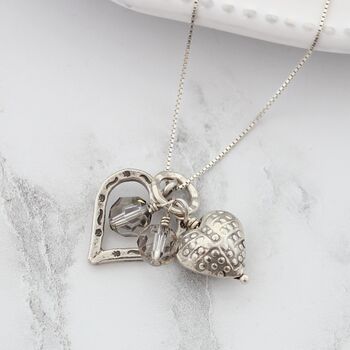 Two Heart Necklace In Sterling Silver, 5 of 9