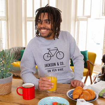 'On Yer Bike' Personalised Adventure Men's Sweatshirt, 2 of 7