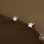 Tiny Mismatched Sun And Star Stud Earrings In Sterling Silver, thumbnail 4 of 12