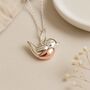 Personalised Sterling Silver And Rose Gold Robin Necklace, thumbnail 3 of 8