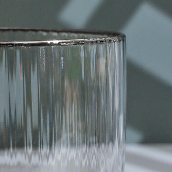G Decor Set Of Four Ribbed Glasses With Silver Rim, 5 of 5