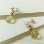 Citrine And Pearl Drop Earrings, thumbnail 2 of 4