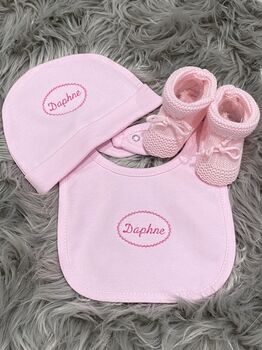 Newborn Baby Five Piece Embroidered Gift Set, 11 of 11