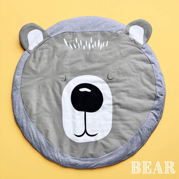 Personalised Adorable Bear Face Baby Play Mat, 2 of 4