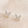 Crystal Butterfly Stud Earrings In Silver Plating, thumbnail 3 of 5