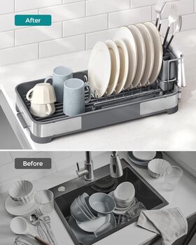 Compact Dish Drying Rack Steel Dish Drainer, 5 of 7