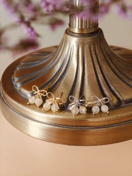 Bow Double Gold Rutilated Quartz Earrings, 10 of 10