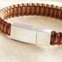 Personalised Men's Stainless Steel Leather Bracelet In Brown, thumbnail 2 of 2