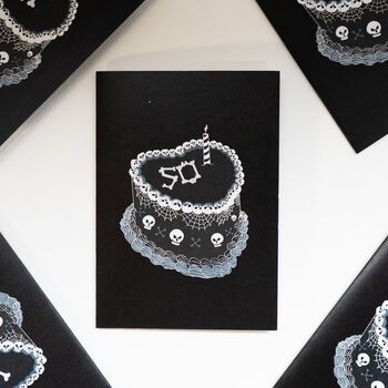 50th Gothic Birthday Cake Card, 4 of 5