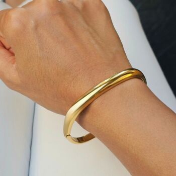 Square Gold Bangle Non Tarnish Waterproof, 4 of 10