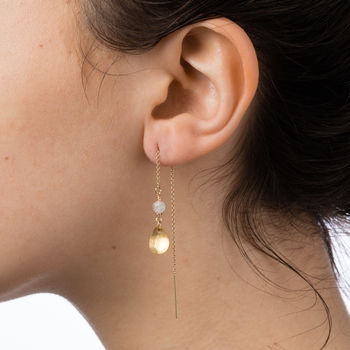 Drop And Moon Stone Thread Earrings, 3 of 11