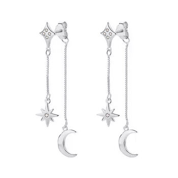 Karita Moon And Star Double Chain Earrings, 2 of 9
