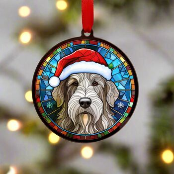 Scottish Deerhound In Santa Hat Suncatcher Decoration, 5 of 6