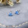 Trillion Cut Aquamarine Blue Cz Stud Earrings In Sterling Silver, thumbnail 1 of 12