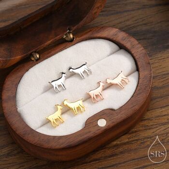 Sterling Silver Tiny Goat Stud Earrings, 2 of 10