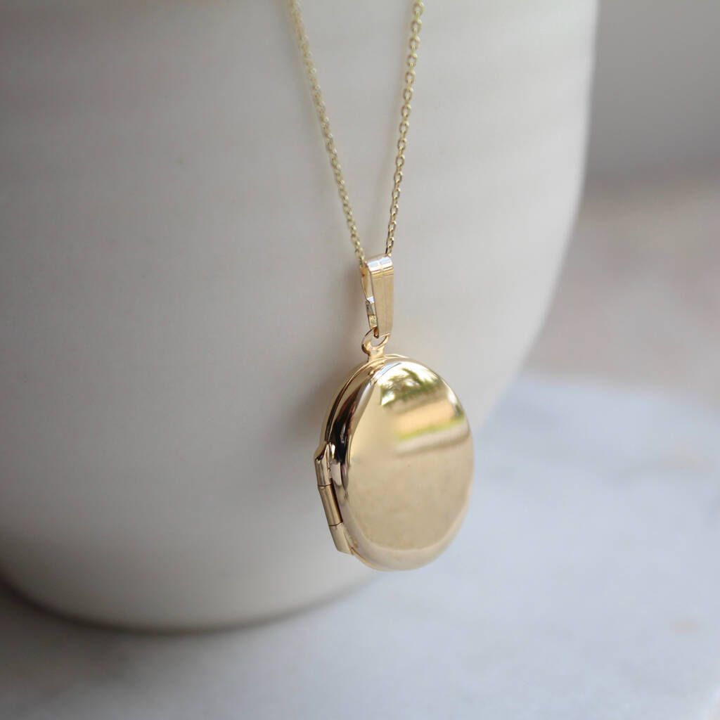 9ct Solid Gold Oval Locket Necklace, 1 of 8