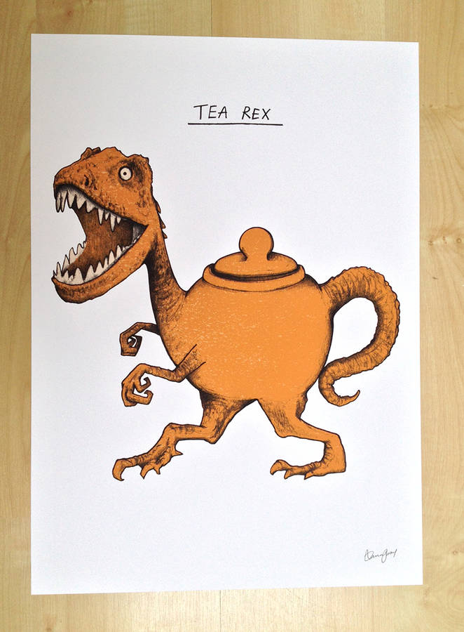 'tea rex' print by cardinky