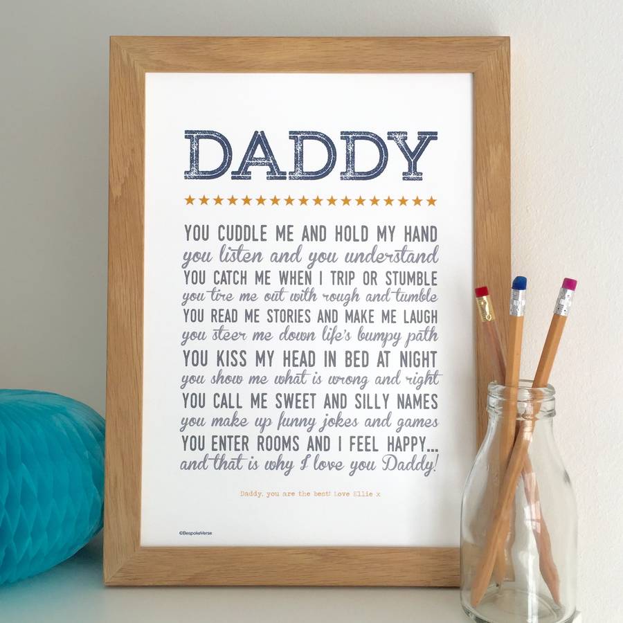 'why i love you daddy' poem print by bespoke verse | notonthehighstreet.com