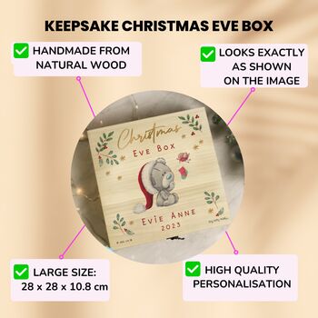 Wooden Christmas Eve Box Personalised Xmas Eve Box For Children, 2 of 7