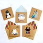 Handmade 3D Cat Cards Pack Of Five, thumbnail 1 of 6