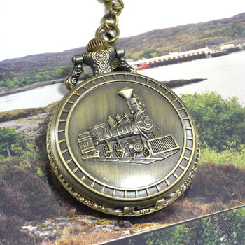Personalised Bronze Pocket Watch With A Train Design, 2 of 6