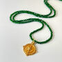 Gold Compass Pendant Necklace On Green Sandstone Beads, thumbnail 4 of 4