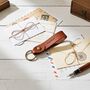 Tan Mini Text Personalised Leather Keyring Gift, thumbnail 4 of 5