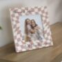 Personalised Pink Checkerboard Ceramic Frame, thumbnail 2 of 4