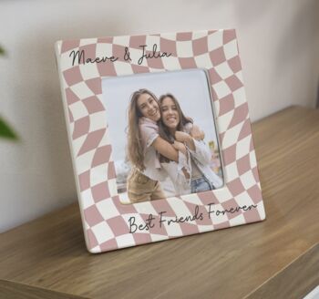 Personalised Pink Checkerboard Ceramic Frame, 2 of 4