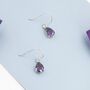 Sterling Silver Dark Amethyst Purple Pear Cut Cz Drop Earrings, thumbnail 3 of 12