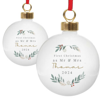 Personalised Christmas Foliage Ceramic Bauble Hanging Decoration, 5 of 5