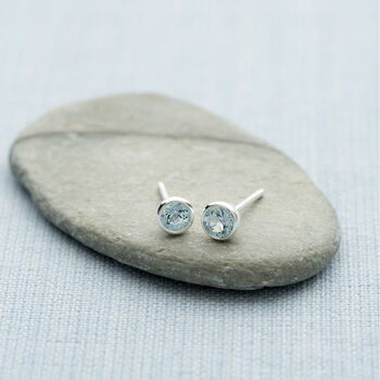 Sterling Silver December Birthstone Stud Earrings Blue Topaz, 4 of 5