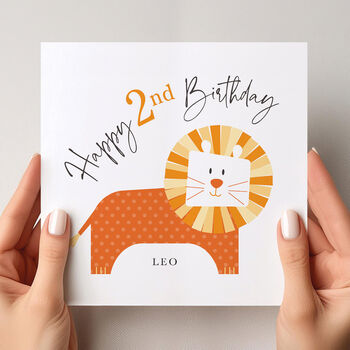 Personalised 1st / 2nd Birthday Card: Jungle Lion Design, 9 of 10