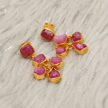 Raw Ruby Silver Earrings, 2 of 8