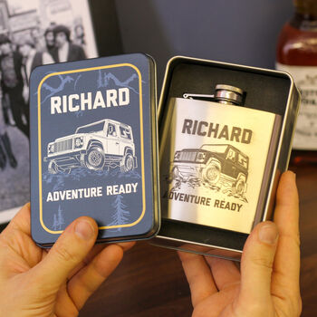 Personalised Truck Hip Flask Tin With Matching Tin, 4 of 6