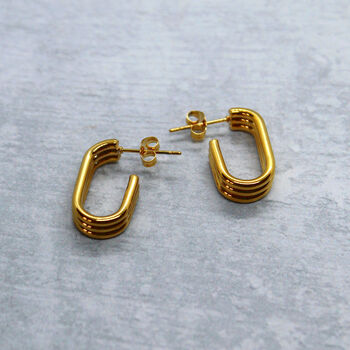 U Shaped Ribbed Earrings, 3 of 3