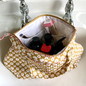 Tall Wash Bag With Handles Ochre Daisy, 5 of 5