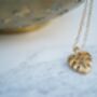 Monstera Leaf Necklace Yellow Gold, thumbnail 3 of 3