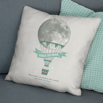 Child's Personalised Hot Air Balloon Moon Cushion, 2 of 5